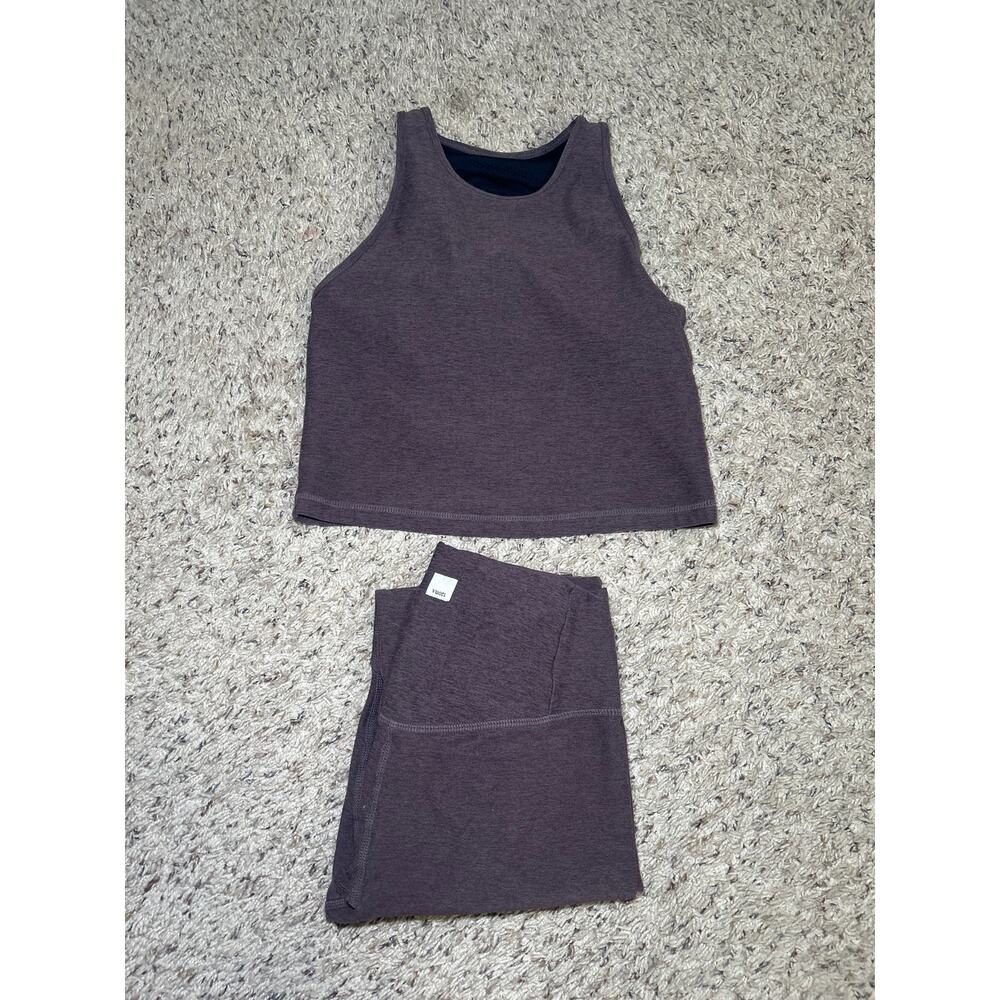Vuori Elevation Plyo Tank and legging set Smoked Plum Heather small
